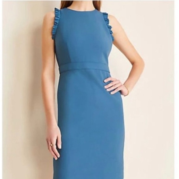 Ann Taylor Dresses & Skirts - Ann Taylor Blue Doubleweave Sheath Dress NWT
